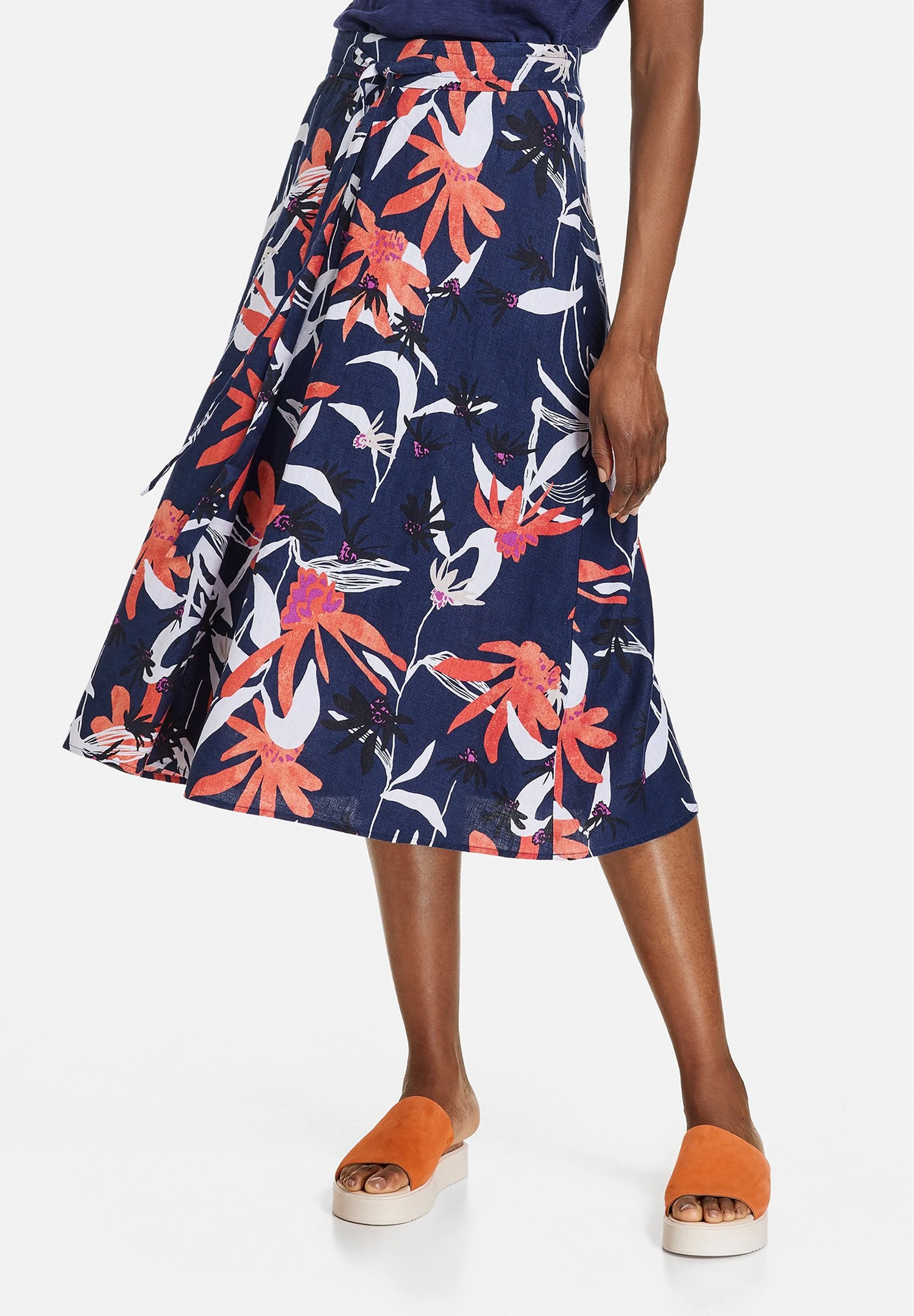 Gerry Weber LANG WEIT LANGER AUS - Spódnica Trapezowa - Blau Rot Orange Druck 1 Gerry Weber LANG WEIT LANGER AUS - Spódnica Trapezowa - Blau Rot Orange Druck