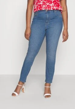 ONLY CARMAKOMA CARKILA-HIRIS HW SK DNM PIMBOX - Jeansy Skinny Fit - Light Blue Denim