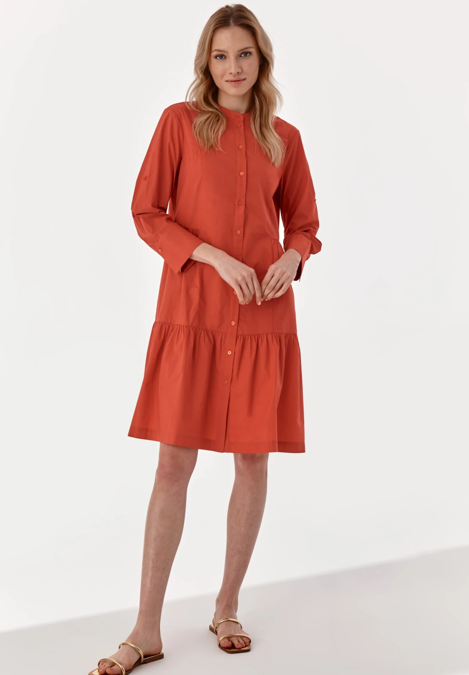 LANOLA - Sukienka Koszulowa - Coral 2 LANOLA - Sukienka Koszulowa - Coral - obrazek 2