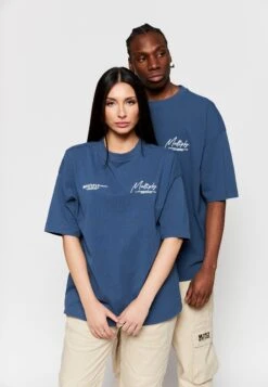 AUTHORISED - T-shirt Z Nadrukiem - Dark Denim Strike Washed