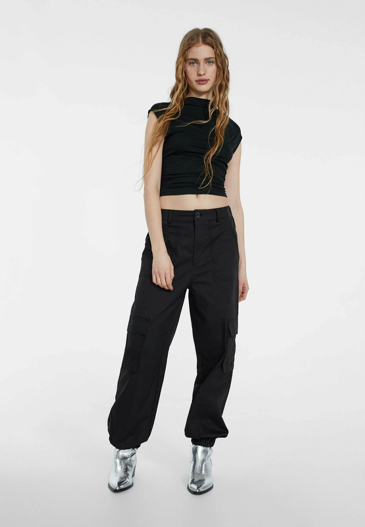 Stradivarius GATHERING - T-shirt Basic - Black 2 Stradivarius GATHERING - T-shirt Basic - Black - obrazek 2