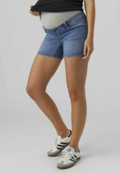 MAMALICIOUS - Szorty Jeansowe - Medium Blue Denim