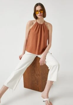 Koton HALTER NECK - Top - Coffee -Ulla Popken Sklep 35ef78ef82c44d5bb22fd17f2256f9c6
