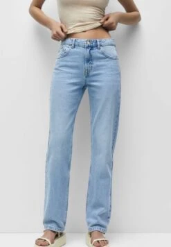 PULL & BEAR MID WAIST FADED - Jeansy Straight Leg - Light Blue Denim