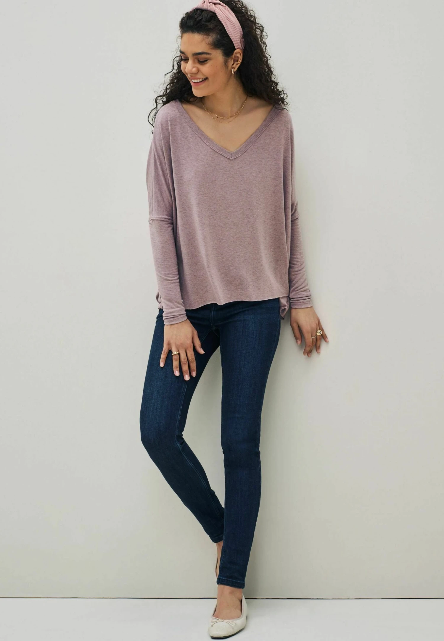 Next RAW EDGE V-NECK - Bluzka Z Długim Rękawem - Lilac Purple 2 Next RAW EDGE V-NECK - Bluzka Z Długim Rękawem - Lilac Purple - obrazek 2