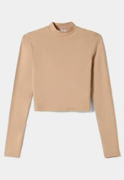 BERSHKA HIGH NECK - Bluzka Z Długim Rękawem - Camel -Ulla Popken Sklep 457177690a6b4fa8a02485d5aacdcdf0
