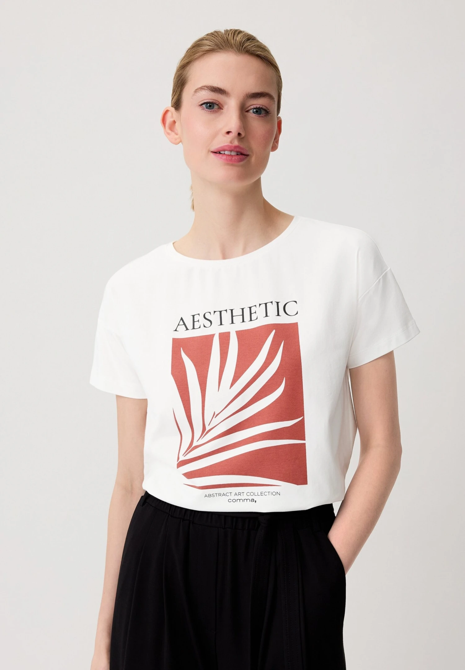 Comma MIT FRONTPRINT - T-shirt Z Nadrukiem - Weiß 1 Comma MIT FRONTPRINT - T-shirt Z Nadrukiem - Weiß