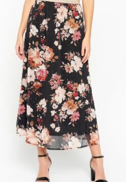 LOLALIZA WITH FLORAL PRINT - Długa Spódnica - Black