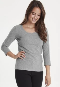 Fransa FRZAGANIC 1 T - Bluzka Z Długim Rękawem - Asphalt Melange