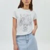 SHORT SLEEVE TIGER PRINT WITH STUDS - T-shirt Z Nadrukiem - White