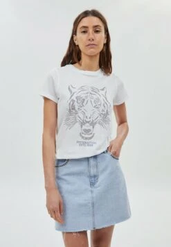 SHORT SLEEVE TIGER PRINT WITH STUDS - T-shirt Z Nadrukiem - White