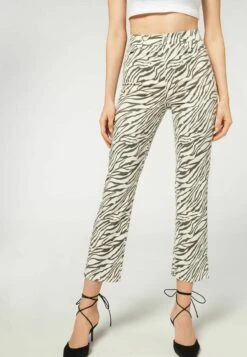 Calzedonia MIT HOHEM BUND IM CROPPED-SCHNITT - Jeansy Straight Leg - Zebra Print