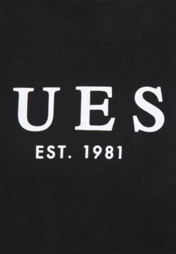 Guess ROLL CUFF TEE - T-shirt Z Nadrukiem - Jet Black -Ulla Popken Sklep 70af8e1c5d0946bbbb86c0a99b1792fb