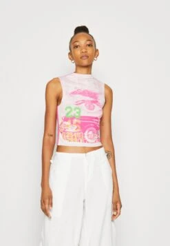 Jaded London HIGH NECK TANK RETRO NEWSPAPER COLLAGE PRINT - Top - Pink