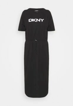 DKNY LOGO DRAWSTRING - Sukienka Z Dżerseju - Black -Ulla Popken Sklep 7a19f629032d4a4bbc0461ea7cb6301e
