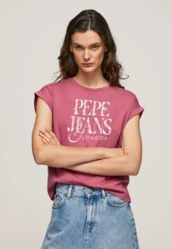 Pepe Jeans LINDA - T-shirt Z Nadrukiem - Dark Blush