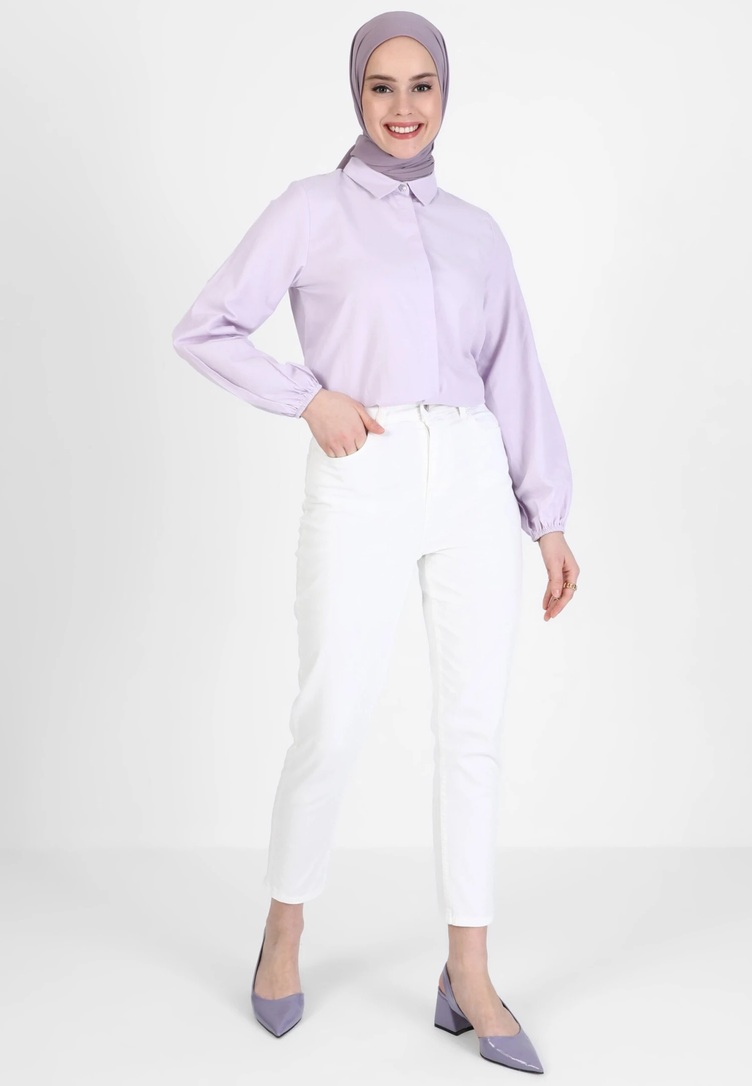 Jeansy Slim Fit - Off-white 4 Jeansy Slim Fit - Off-white - obrazek 4