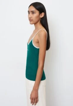 Marc O'Polo DENIM SPAGHETTITRÄGER MIT STRUKTUR AUS ORGANIC C - Bluzka - Green -Ulla Popken Sklep 997f660a4c884a1f84886fc7ddc6b684