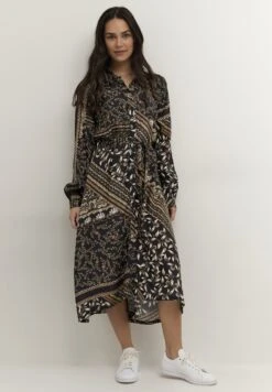 Kaffe KAFINE OLINE - Sukienka Koszulowa - Black/brown Scarf Print