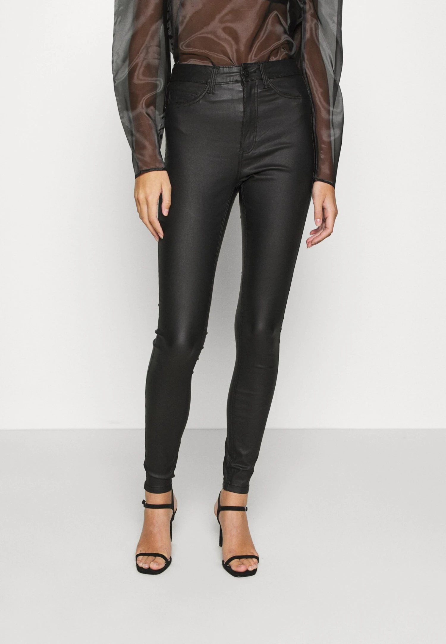 Noisy May NMCALLIE SKINNY COATED PANTS - Jeansy Skinny Fit - Black 1 Noisy May NMCALLIE SKINNY COATED PANTS - Jeansy Skinny Fit - Black