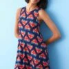 Next SLEEVELESS SWING CORONATION SUMMER STANDARD - Sukienka Letnia - Navy Blue Union Jack Heart
