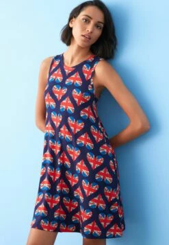 Next SLEEVELESS SWING CORONATION SUMMER STANDARD - Sukienka Letnia - Navy Blue Union Jack Heart