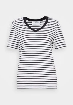 Selected Femme SLFESSENTIAL STRIPED V-NECK TEE - T-shirt Z Nadrukiem - Black 10 Selected Femme SLFESSENTIAL STRIPED V-NECK TEE - T-shirt Z Nadrukiem - Black -Ulla Popken Sklep ab79440d26ee45afa207ce76ab88a54e