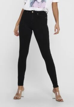 ONLY ONLPOWER MID PUSH UP - Jeansy Skinny Fit - Black