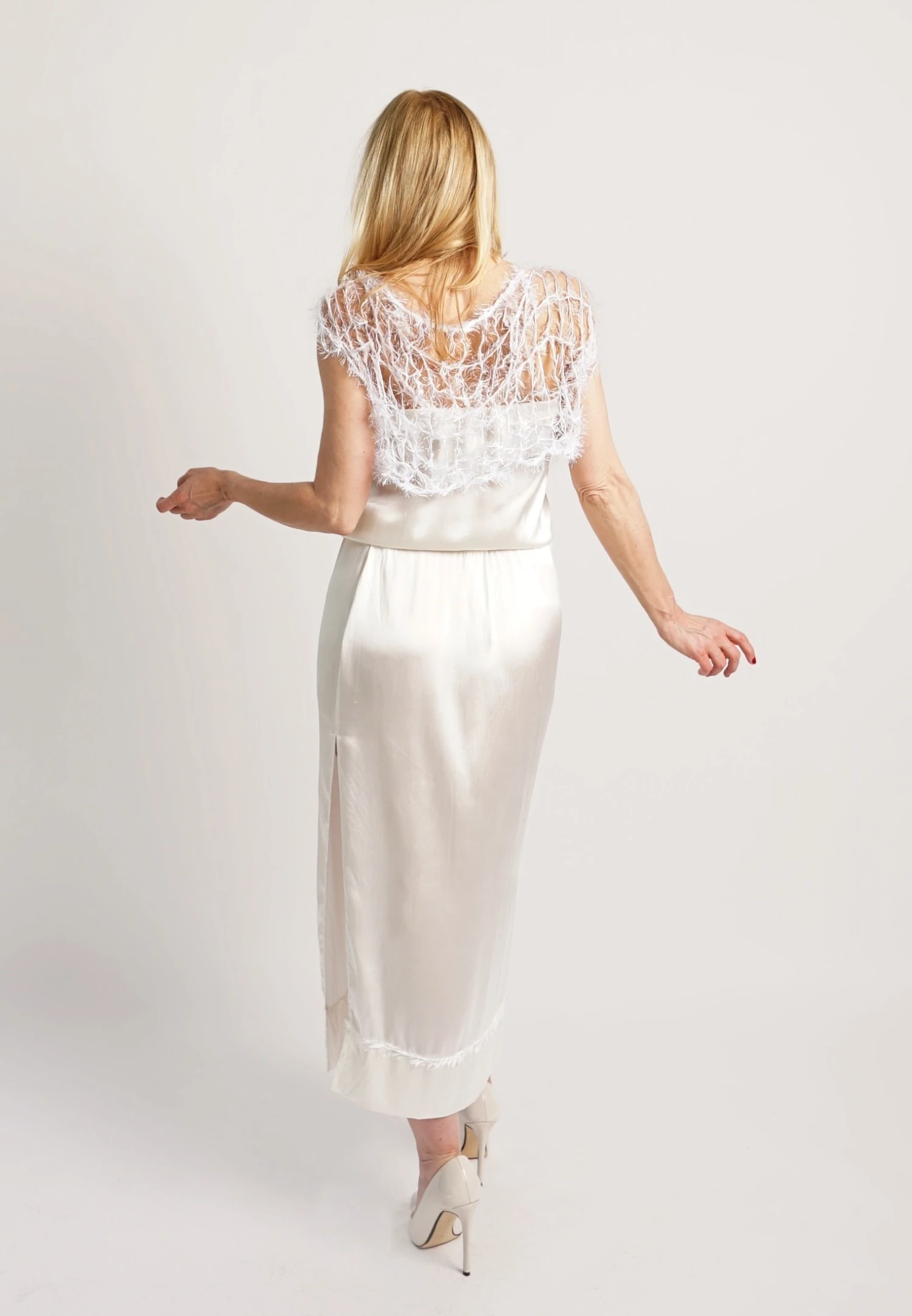 MONACO ANA - Długa Sukienka - Biały 3 MONACO ANA - Długa Sukienka - Biały - obrazek 3