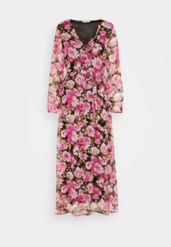 ONLY ONLSAGA V NECK BUTTON DRESS - Długa Sukienka - Black/rosemary/flower -Ulla Popken Sklep b1b7f37cf6ae4a1d8dc16b947fd3b18f