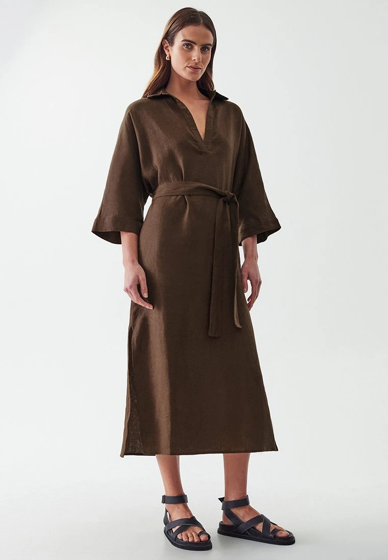 Calli DOM - Sukienka Koszulowa - Chocolate 2 Calli DOM - Sukienka Koszulowa - Chocolate - obrazek 2