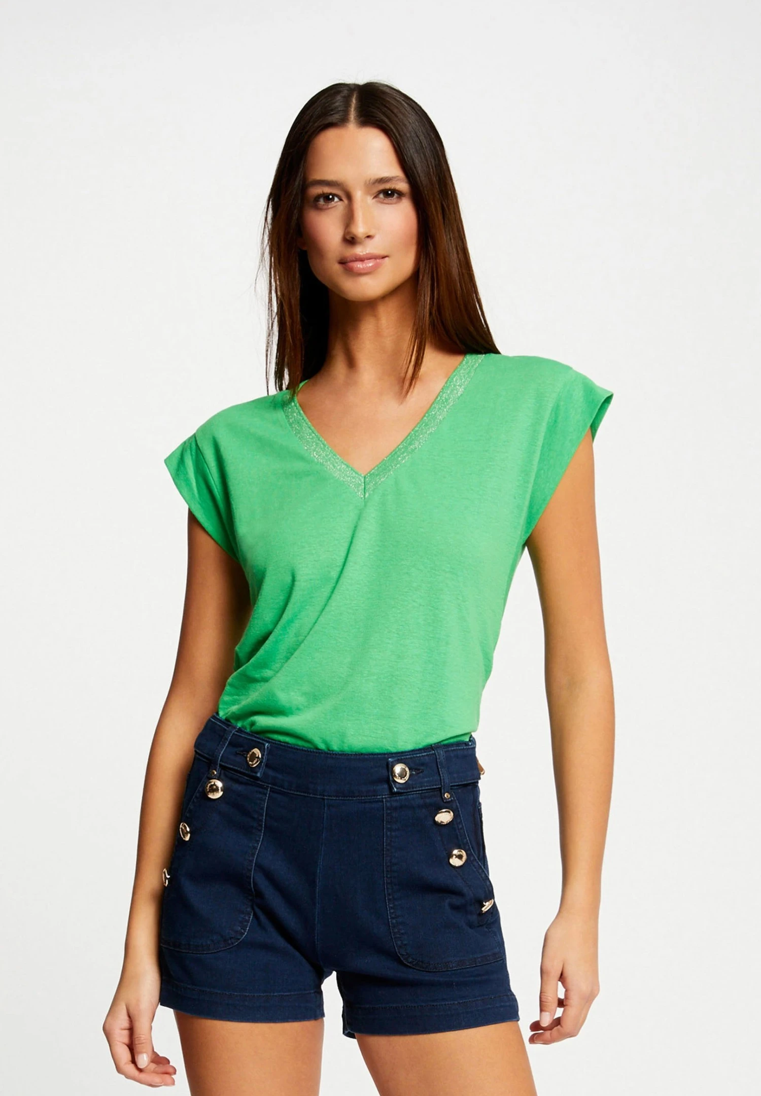 MORGAN T-shirt Basic - Green 2 MORGAN T-shirt Basic - Green - obrazek 2