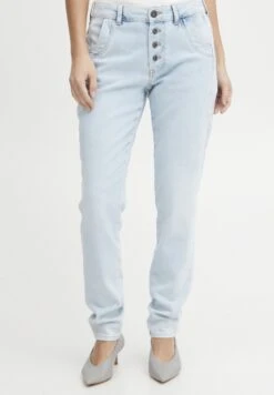 PULZ PZMELINA - Jeansy Slim Fit - Bleached Blue Denim