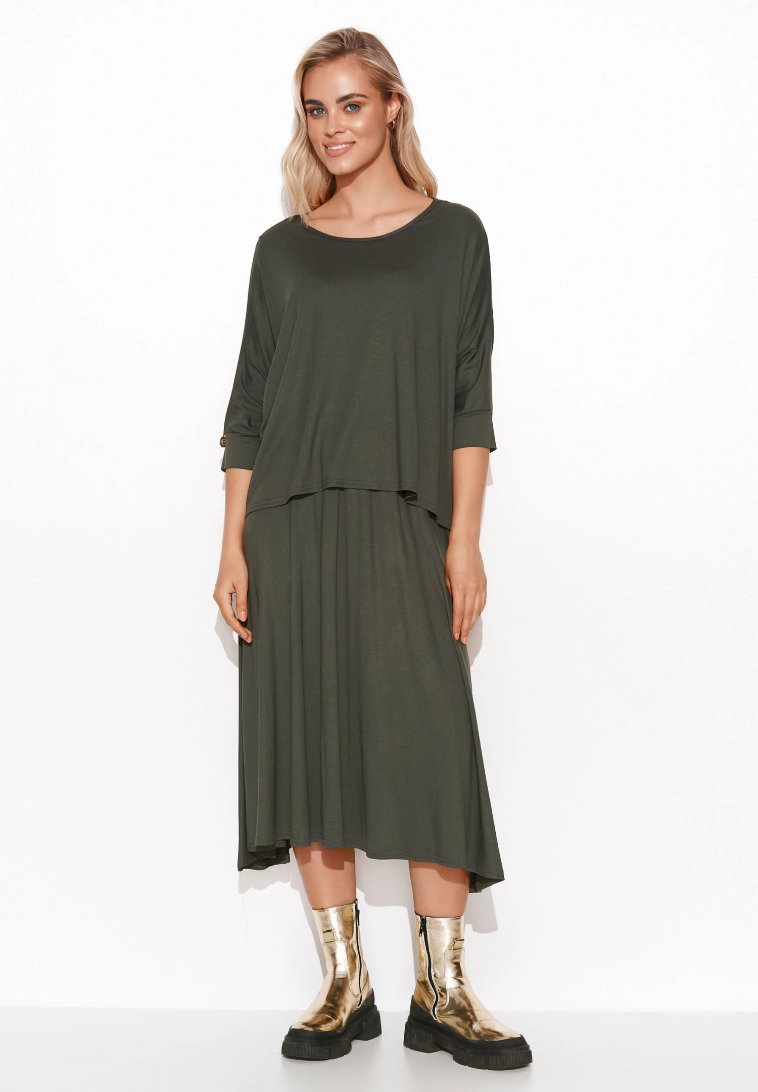 KOMPLET - Spódnica Trapezowa - Khaki 1 KOMPLET - Spódnica Trapezowa - Khaki