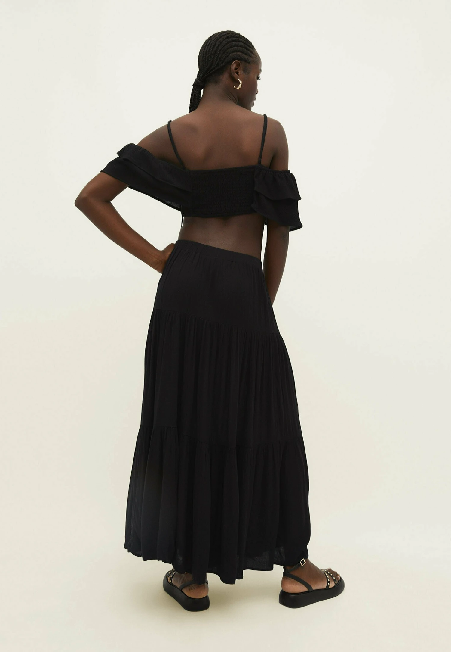 Stradivarius PEASANT - Długa Spódnica - Black 3 Stradivarius PEASANT - Długa Spódnica - Black - obrazek 3