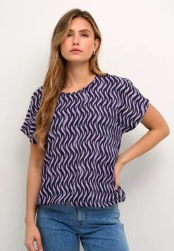 Kaffe KASOMIA STANLEY - Bluzka - Blue Purple Retro Graphic