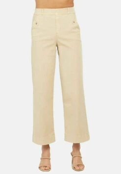 Spanx STRETCH CROPPED WIDE LEG - Spodnie Materiałowe - Almond