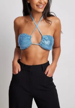 NA-KD PAILLETTEN - Top - Blue