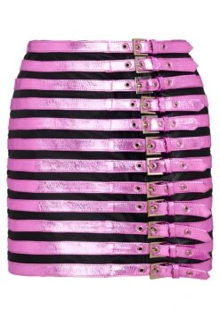 Z REGULOWANYM ZAPIĘCIEM - Spódnica Skórzana - Różowy