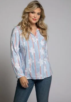 Ulla Popken Koszulka Polo - Sky Blue Multi