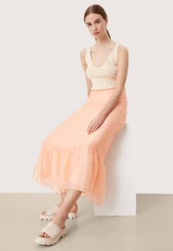 S.Oliver BLACK LABEL MET RUCHES AAN DE ZOOM - Długa Spódnica - Peach -Ulla Popken Sklep f54110dda57346c1b5f1b1bdb9395b07