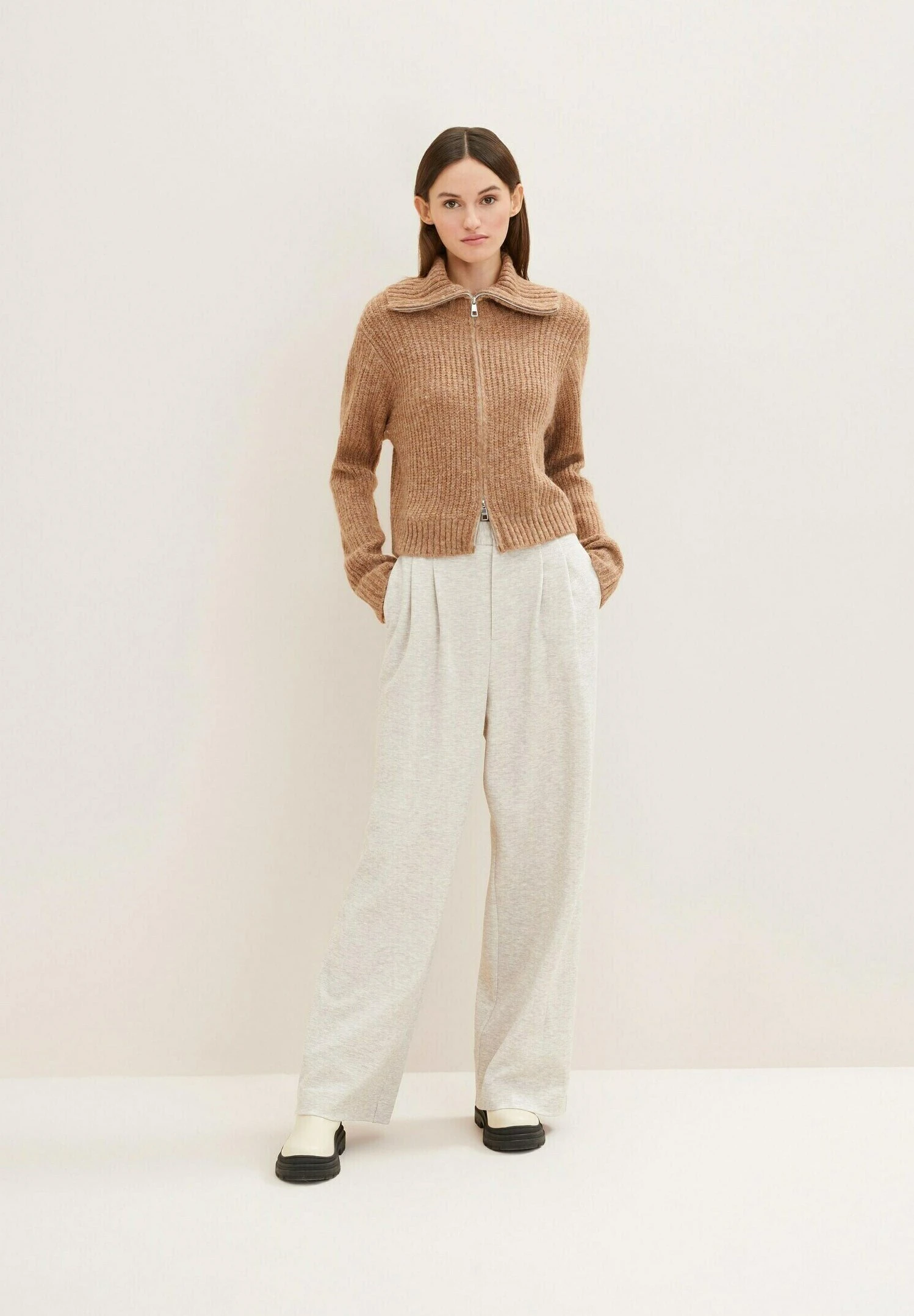 TOM TAILOR Denim Spodnie Materiałowe - Cloud Grey Melange 1 TOM TAILOR Denim Spodnie Materiałowe - Cloud Grey Melange