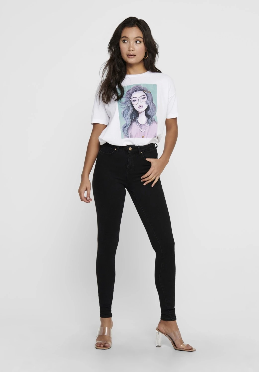 ONLY ONLPOWER MID PUSH UP - Jeansy Skinny Fit - Black 2 ONLY ONLPOWER MID PUSH UP - Jeansy Skinny Fit - Black - obrazek 2