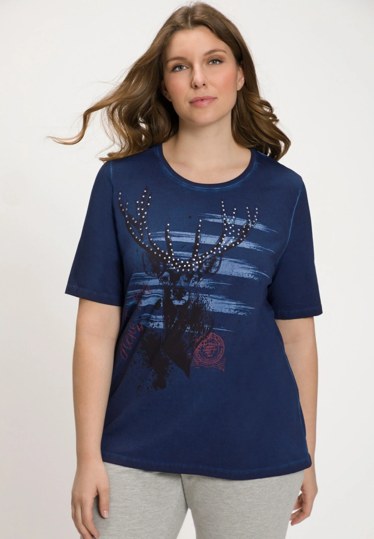 Ulla Popken T-shirt Z Nadrukiem - Nachtblau 1 Ulla Popken T-shirt Z Nadrukiem - Nachtblau